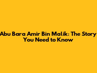 Abu Bara Amir Bin Malik: The Story You Need to Know