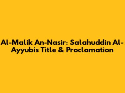 Al-Malik An-Nasir: Salahuddin Al-Ayyubi's Title & Proclamation