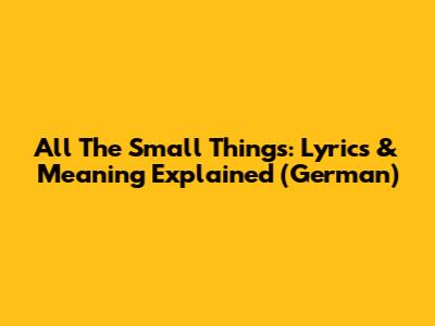 All The Small Things: Lyrics & Meaning Explained (German)