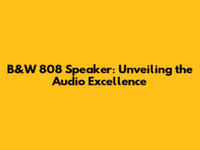 B&W 808 Speaker: Unveiling the Audio Excellence