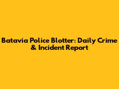 Batavia Police Blotter: Daily Crime & Incident Report