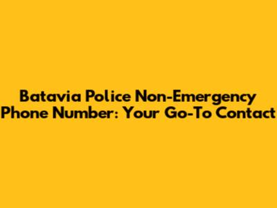Batavia Police Non-Emergency Phone Number: Your Go-To Contact