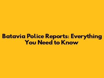Batavia Police Reports: Everything You Need to Know