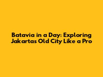 Batavia in a Day: Exploring Jakarta's Old City Like a Pro