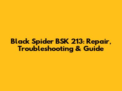 Black Spider BSK 213: Repair, Troubleshooting & Guide