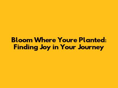 Bloom Where You're Planted: Finding Joy in Your Journey