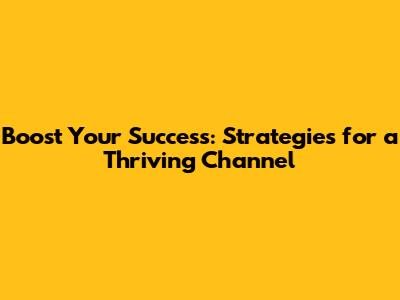 Boost Your Success: Strategies for a Thriving Channel