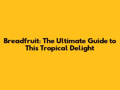 Breadfruit: The Ultimate Guide to This Tropical Delight