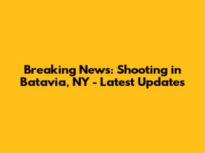 Breaking News: Shooting in Batavia, NY - Latest Updates