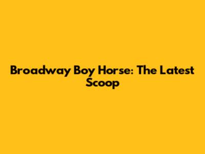 Broadway Boy Horse: The Latest Scoop