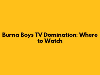 Burna Boy's TV Domination: Where to Watch