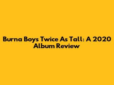 Burna Boy's Twice As Tall: A 2020 Album Review