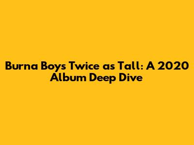 Burna Boy's Twice as Tall: A 2020 Album Deep Dive