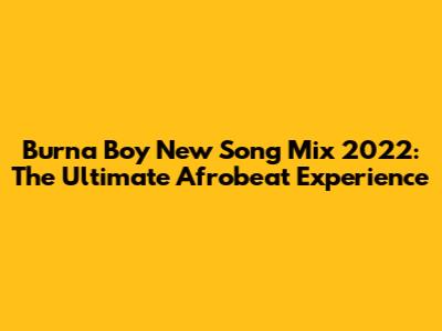 Burna Boy New Song Mix 2022: The Ultimate Afrobeat Experience
