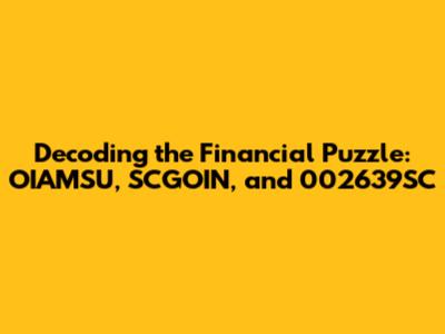 Decoding the Financial Puzzle: OIAMSU, SCGOIN, and 002639SC