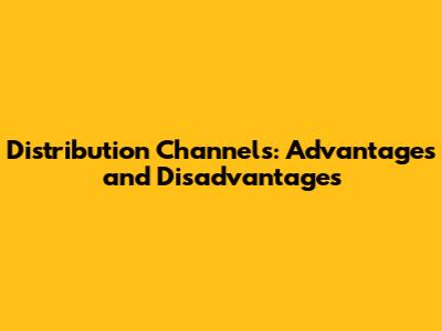 Distribution Channels: Advantages and Disadvantages
