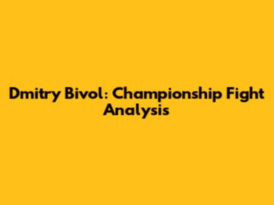 Dmitry Bivol: Championship Fight Analysis