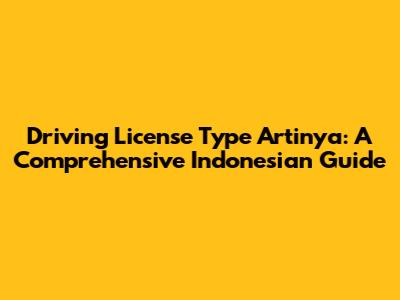 Driving License Type Artinya: A Comprehensive Indonesian Guide