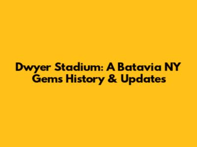 Dwyer Stadium: A Batavia NY Gem's History & Updates
