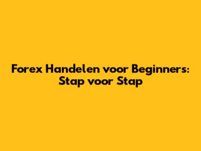 Forex Handelen voor Beginners: Stap voor Stap