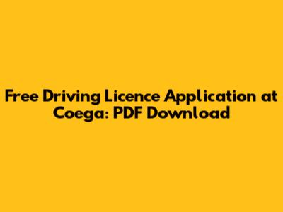 Free Driving Licence Application at Coega: PDF Download