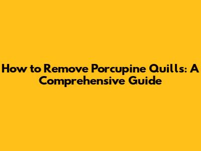 How to Remove Porcupine Quills: A Comprehensive Guide