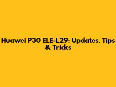 Huawei P30 ELE-L29: Updates, Tips & Tricks