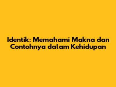 Identik: Memahami Makna dan Contohnya dalam Kehidupan