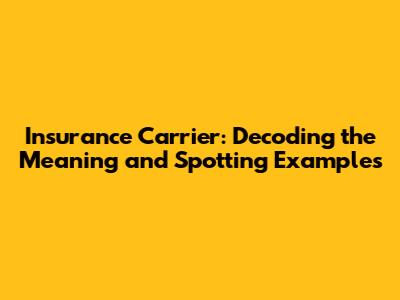 Insurance Carrier: Decoding the Meaning and Spotting Examples