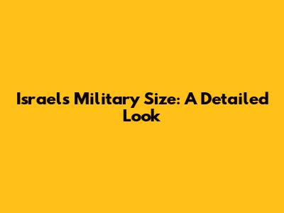 Israel's Military Size: A Detailed Look