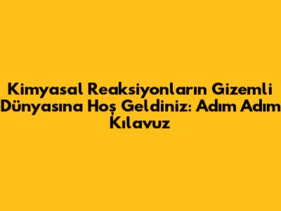 Kimyasal Reaksiyonların Gizemli Dünyasına Hoş Geldiniz: Adım Adım Kılavuz