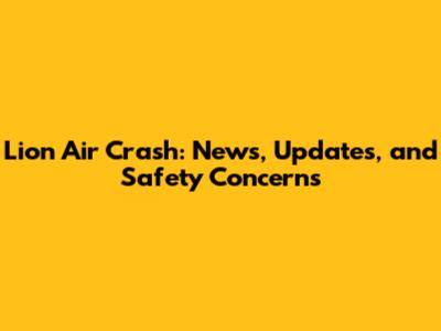 Lion Air Crash: News, Updates, and Safety Concerns