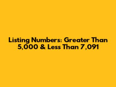 Listing Numbers: Greater Than 5,000 & Less Than 7,091
