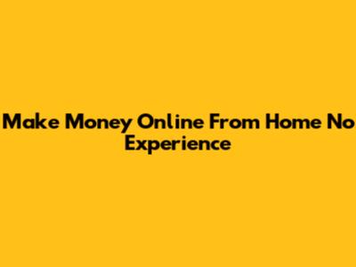 Make Money Online From Home No Experience