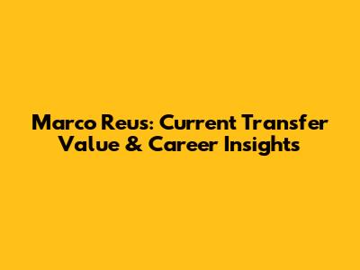 Marco Reus: Current Transfer Value & Career Insights
