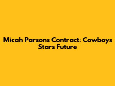 Micah Parsons Contract: Cowboys' Star's Future