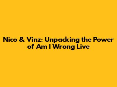 Nico & Vinz: Unpacking the Power of 'Am I Wrong' Live