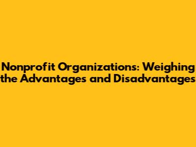 Nonprofit Organizations: Weighing the Advantages and Disadvantages