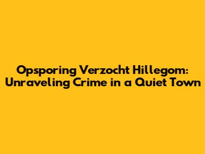 Opsporing Verzocht Hillegom: Unraveling Crime in a Quiet Town