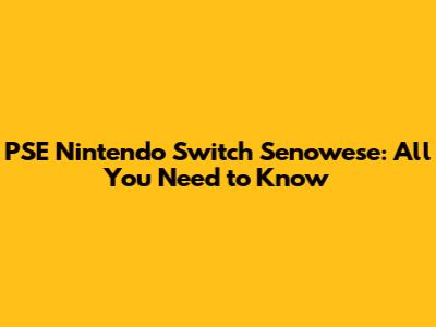 PSE Nintendo Switch Senowese: All You Need to Know