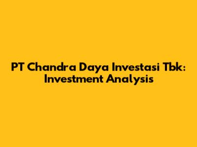 PT Chandra Daya Investasi Tbk: Investment Analysis