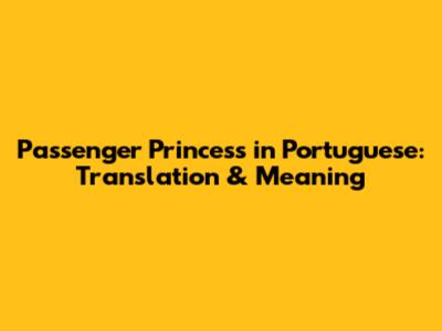 Passenger Princess in Portuguese: Translation & Meaning