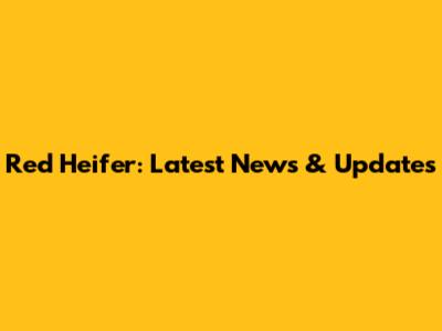 Red Heifer: Latest News & Updates