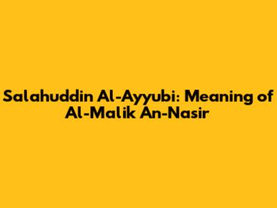 Salahuddin Al-Ayyubi: Meaning of Al-Malik An-Nasir