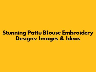Stunning Pattu Blouse Embroidery Designs: Images & Ideas