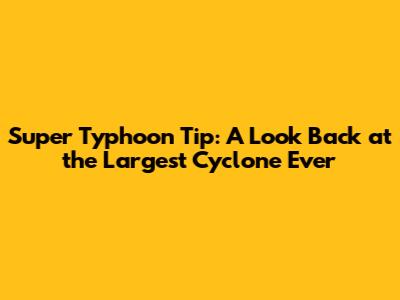 Super Typhoon Tip: A Look Back at the Largest Cyclone Ever