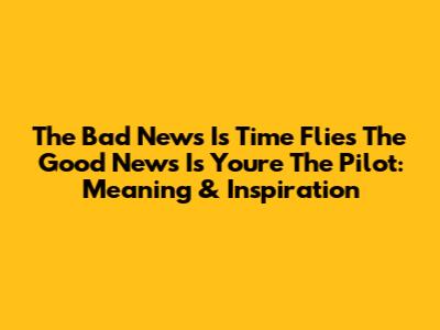 The Bad News Is Time Flies The Good News Is You're The Pilot: Meaning & Inspiration