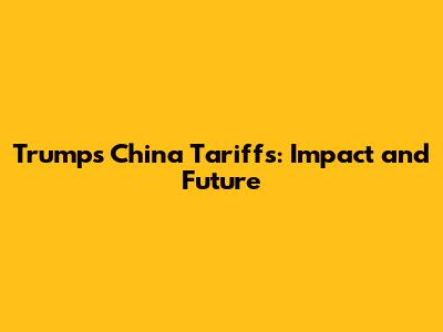 Trump's China Tariffs: Impact and Future