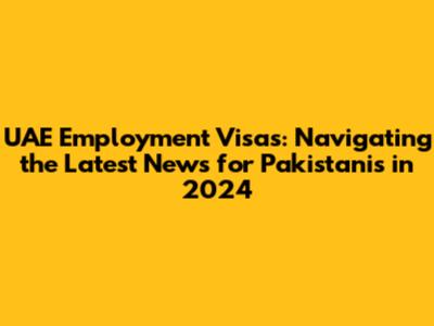 UAE Employment Visas: Navigating the Latest News for Pakistanis in 2024