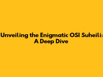 Unveiling the Enigmatic OSI Suheili: A Deep Dive